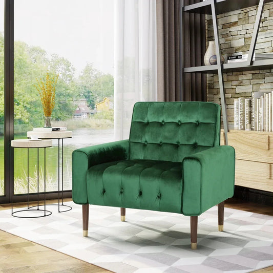 Lewisham Emerald Tufted Velvet Armchair - Furniture > Bar