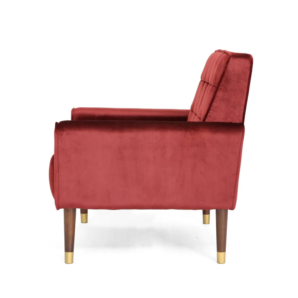 Lewisham Garnet Tufted Velvet Armchair - Furniture > Bar