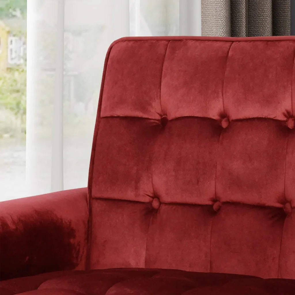 Lewisham Garnet Tufted Velvet Armchair - Furniture > Bar