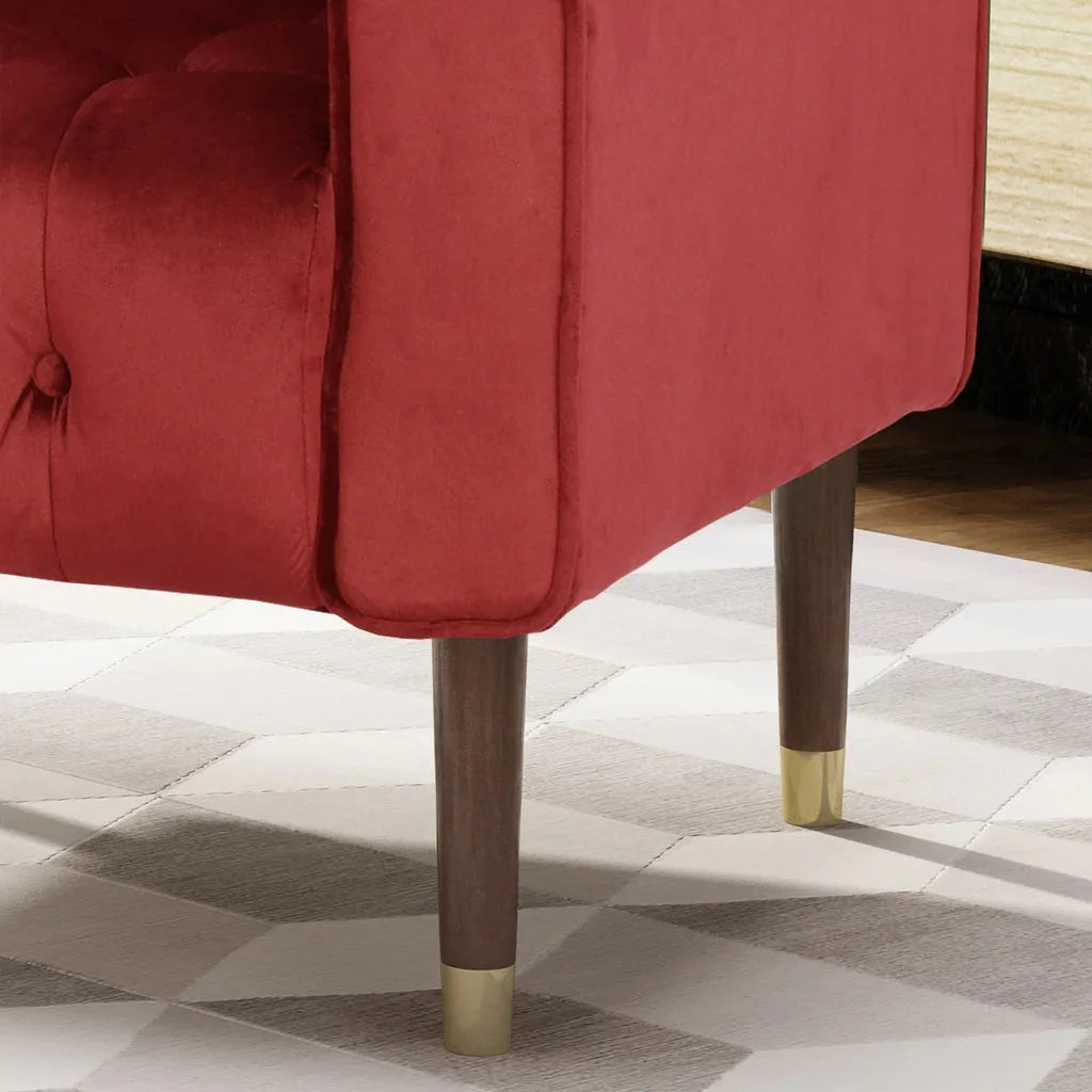Lewisham Garnet Tufted Velvet Armchair - Furniture > Bar