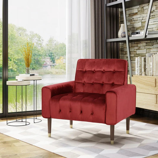 Lewisham Garnet Tufted Velvet Armchair - Furniture > Bar