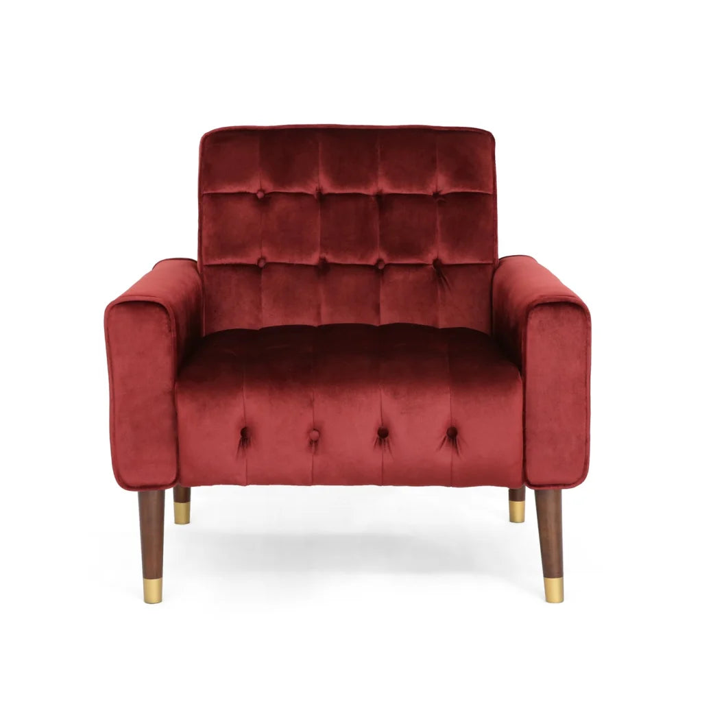 Lewisham Garnet Tufted Velvet Armchair - Furniture > Bar