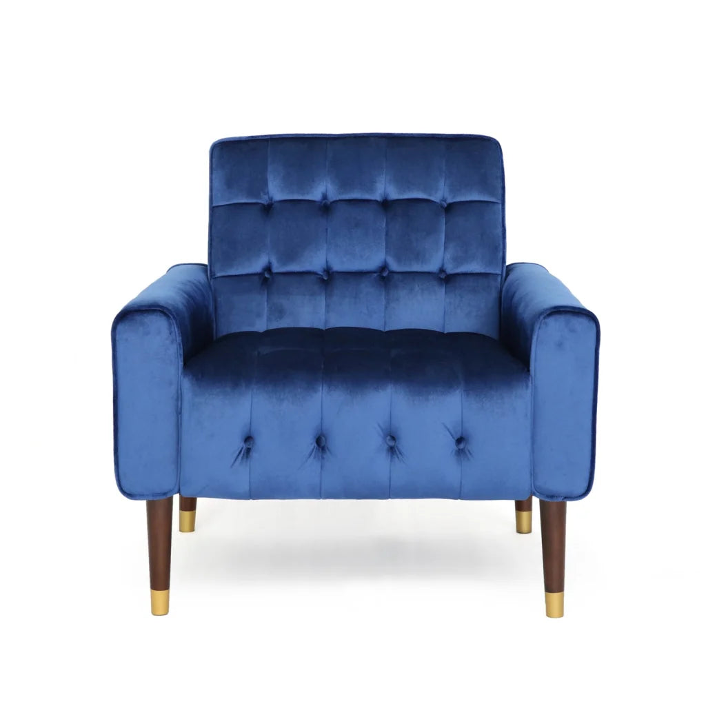 Lewisham Navy Blue Tufted Velvet Armchair - Furniture > Bar