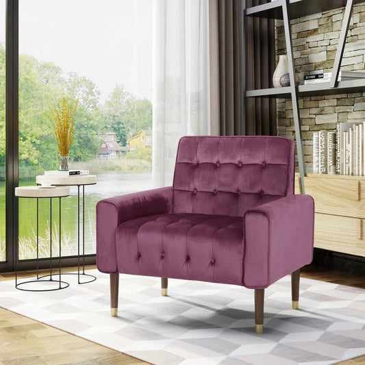 Lewisham Raisin Tufted Velvet Armchair - Furniture > Bar