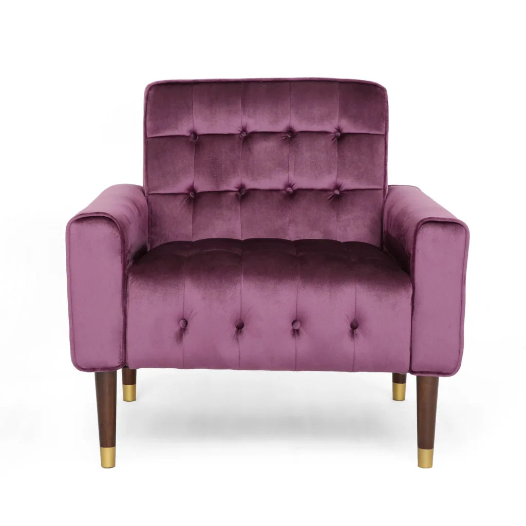 Lewisham Raisin Tufted Velvet Armchair - Furniture > Bar