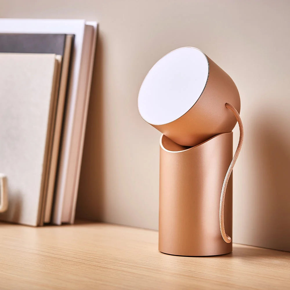 Lexon Orbe Portable Led Lamp With Moving Head - Gold - Home