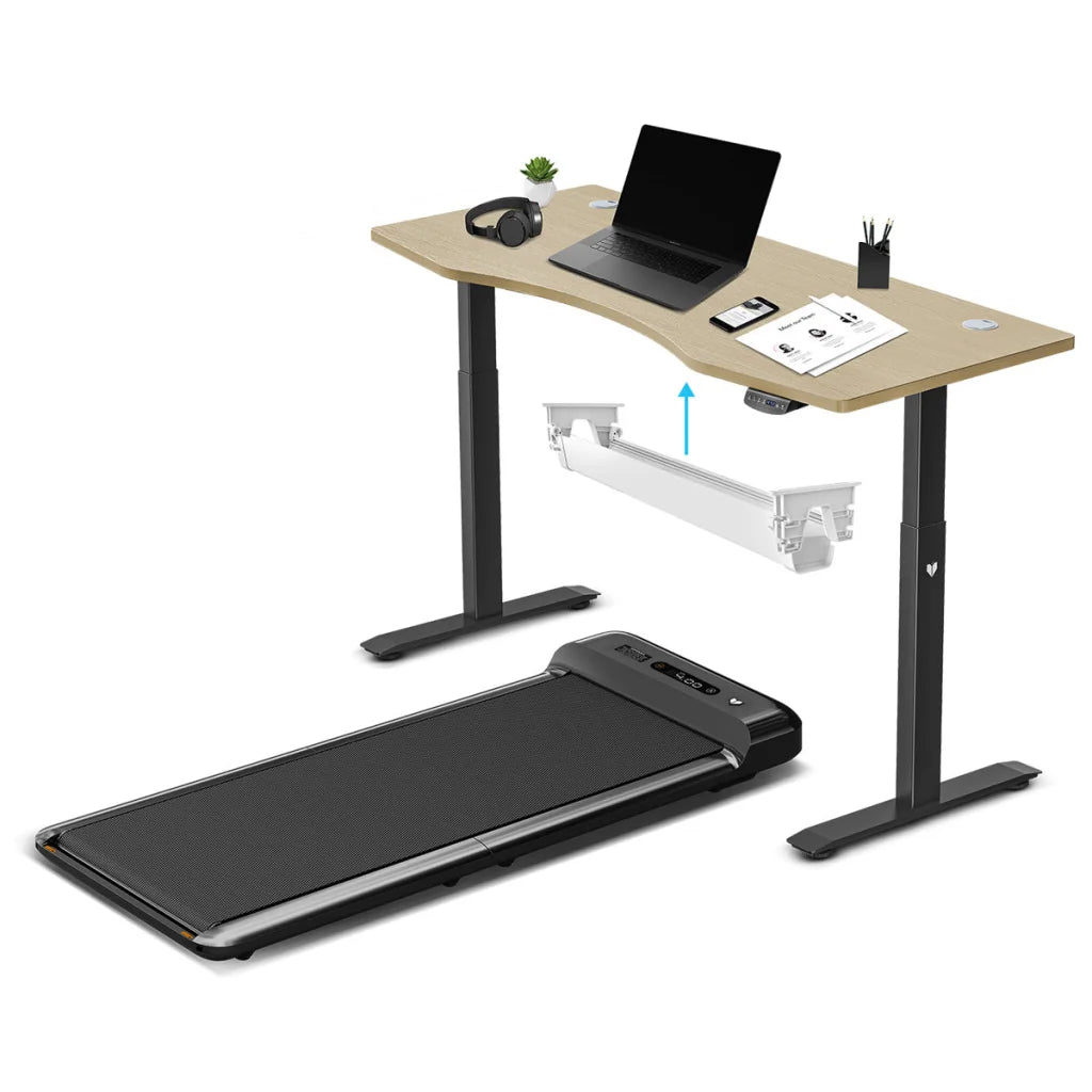 Lifespan WalkingPad M2 Treadmill ErgoDesk Oak Standing Desk