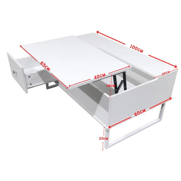 Lift Up White Coffee Table With Storage - Furniture >
