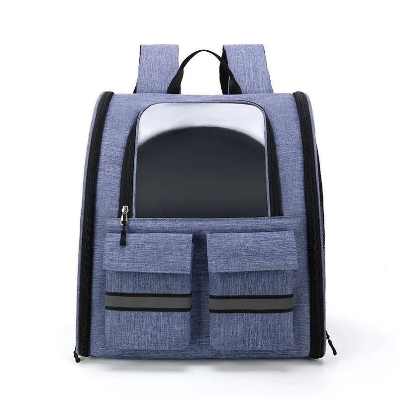 Light Blue Collapsible Pet Carrier Backpack with Trolley