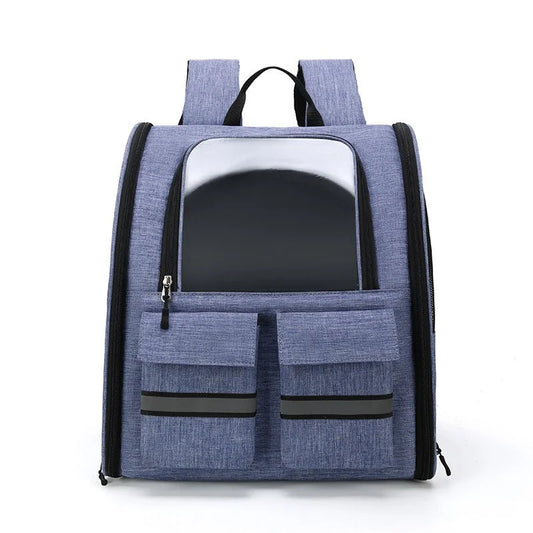 Light Blue Collapsible Pet Carrier Backpack with Trolley