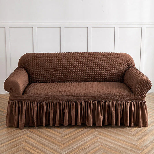 Light Coffee Three-person Sofa Bubble Gauze Sofa Cover