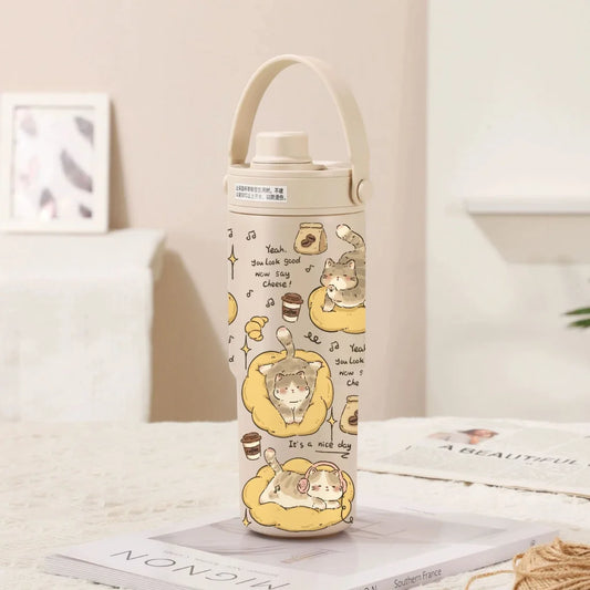 Light Cream Coffee Lazy Kitten 30oz Ceramic Lined