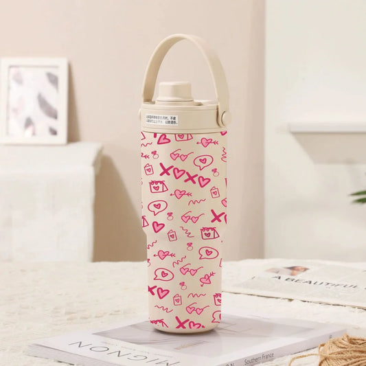 Light Cream Coffee Pink Love 30oz Ceramic Lined