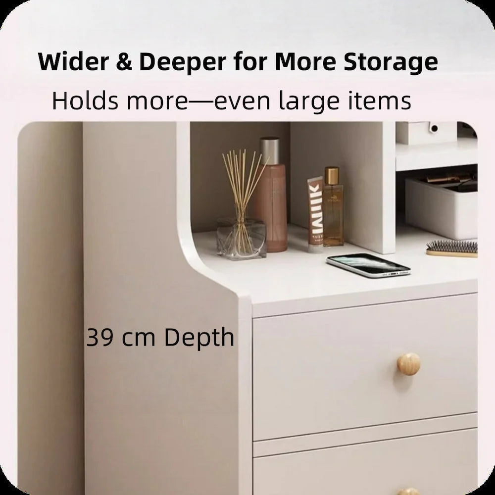 Light Gray Nightstand White Drawer Fronts Secure Storage