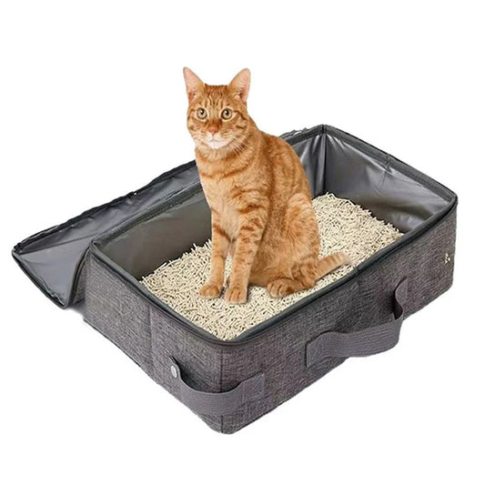 Light gray Portable Foldable Cat Litter Box - Waterproof