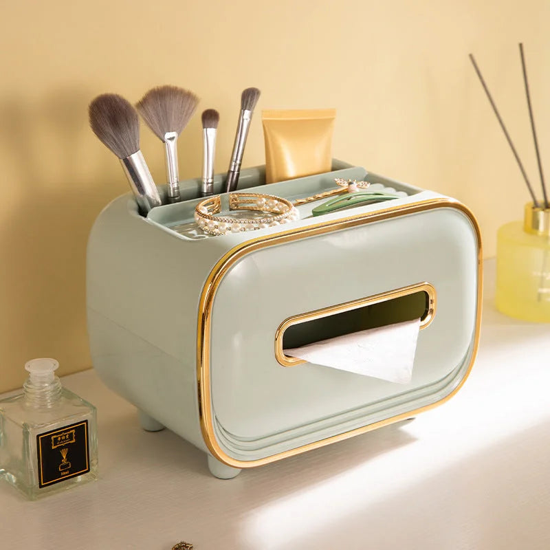 Light Green PET Luxury Tissue Box - Multifunctional Desktop