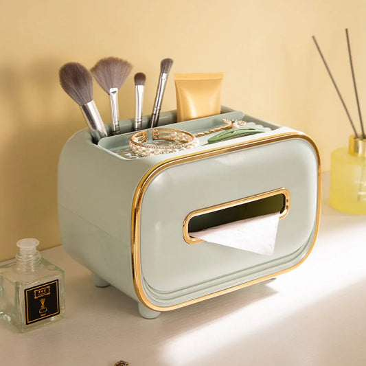 Light Green PET Luxury Tissue Box - Multifunctional Desktop