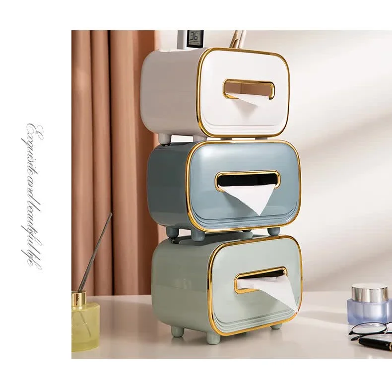 Light Green PET Luxury Tissue Box - Multifunctional Desktop