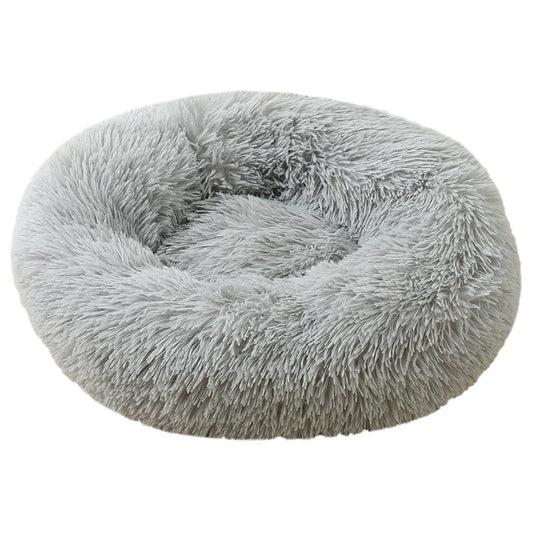 Light Grey 50cm Cozy Round Pet Bed - Plush Cat & Dog Bed