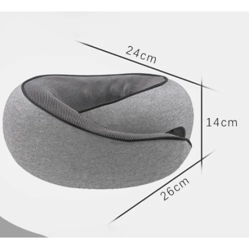Light Grey Ergonomic Memory Foam Travel Neck Pillow