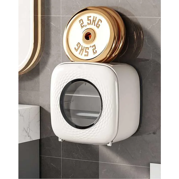 Light Khaki Wall-Mounted Bathroom Tissue Box - Waterproof