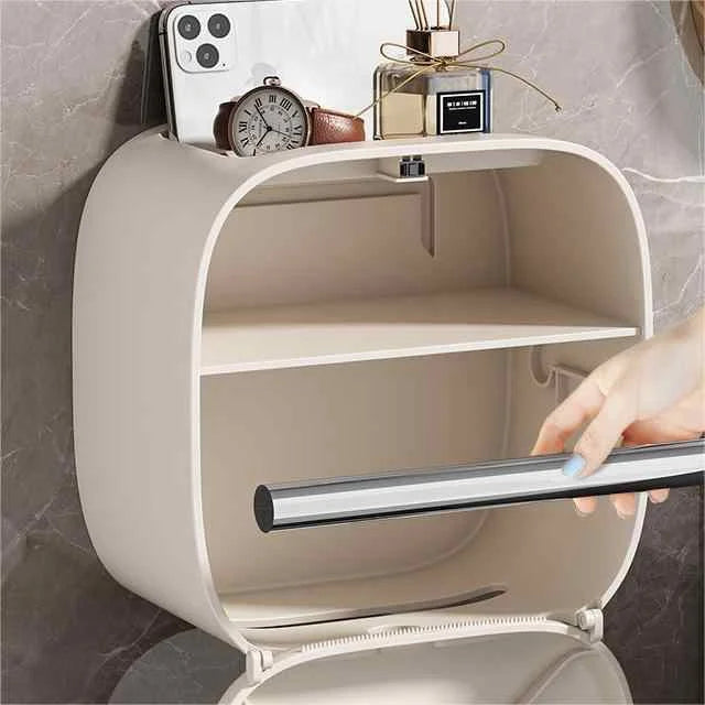 Light Khaki Wall-Mounted Bathroom Tissue Box - Waterproof