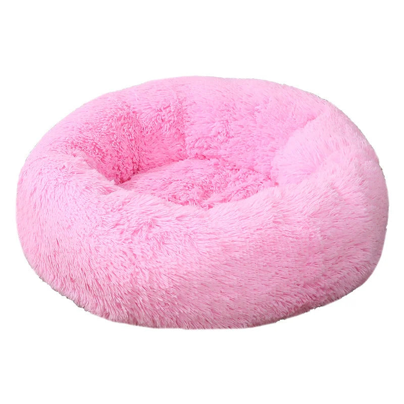 Light Pink 50cm Cozy Round Pet Bed - Plush Cat & Dog Bed