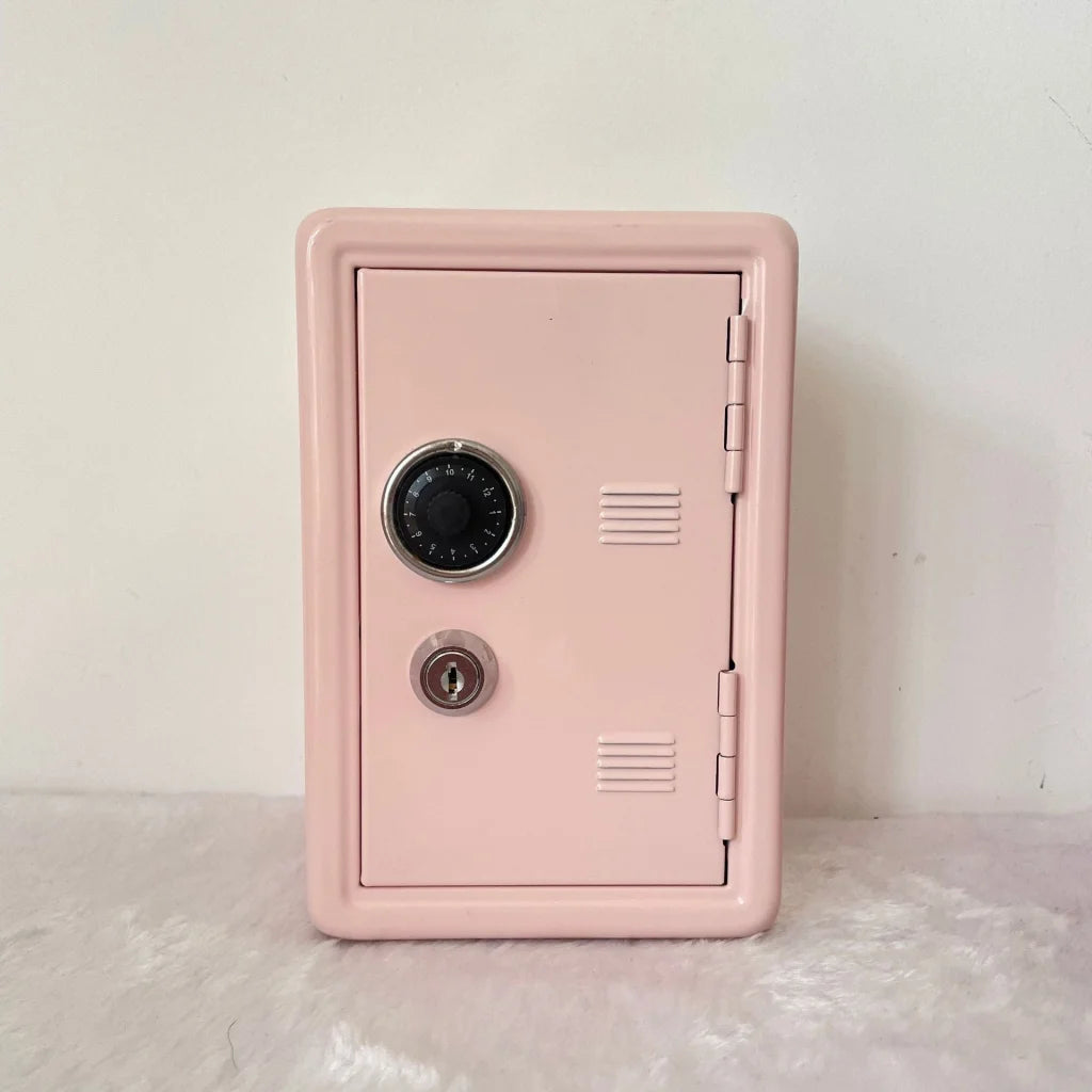 Light Pink Mini Metal Safe Box with Combination Lock