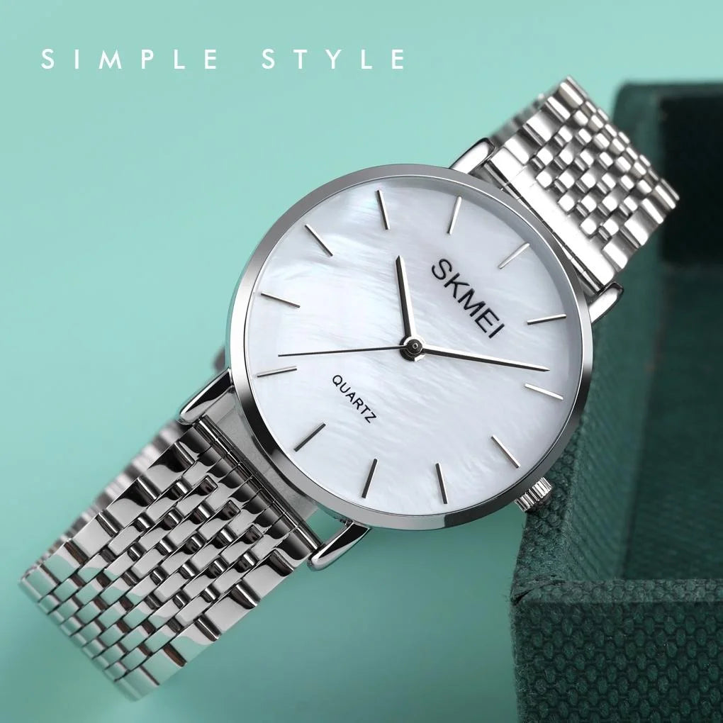 Light & Thin Waterproof Quartz Watch for Women with Steel
