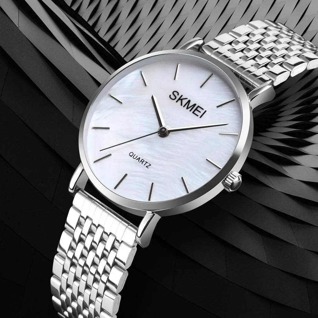 Light & Thin Waterproof Quartz Watch for Women with Steel