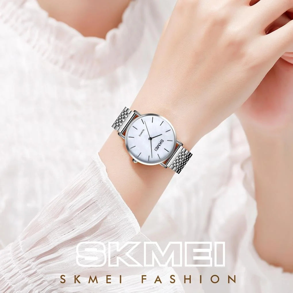 Light & Thin Waterproof Quartz Watch for Women with Steel
