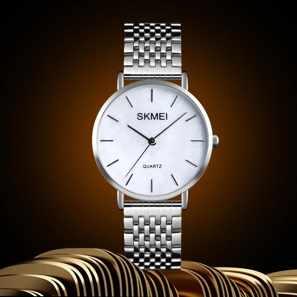 Light & Thin Waterproof Quartz Watch for Women with Steel