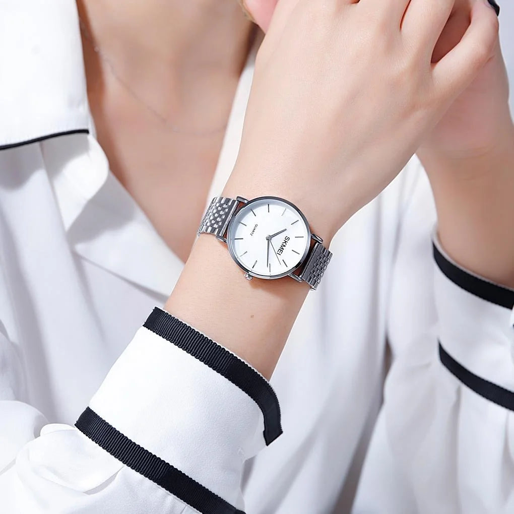 Light & Thin Waterproof Quartz Watch for Women with Steel