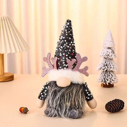 Light-Up Christmas Gnome Plush Doll with Sequin Hat &