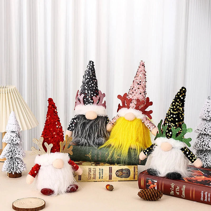 Light-Up Christmas Gnome Plush Doll with Sequin Hat &