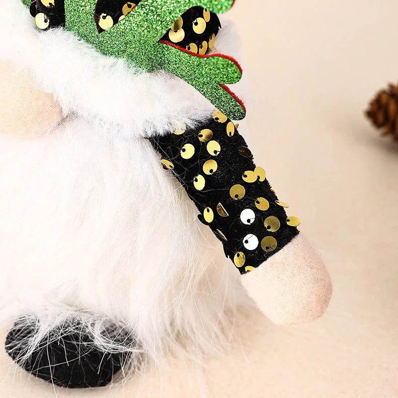 Light-Up Christmas Gnome Plush Doll with Sequin Hat &