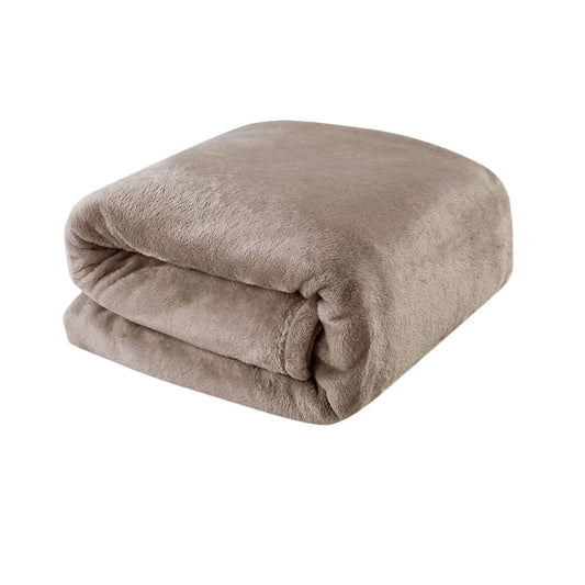 Light Weight Coral Fleece Blanket Brown Queen/ King - Home