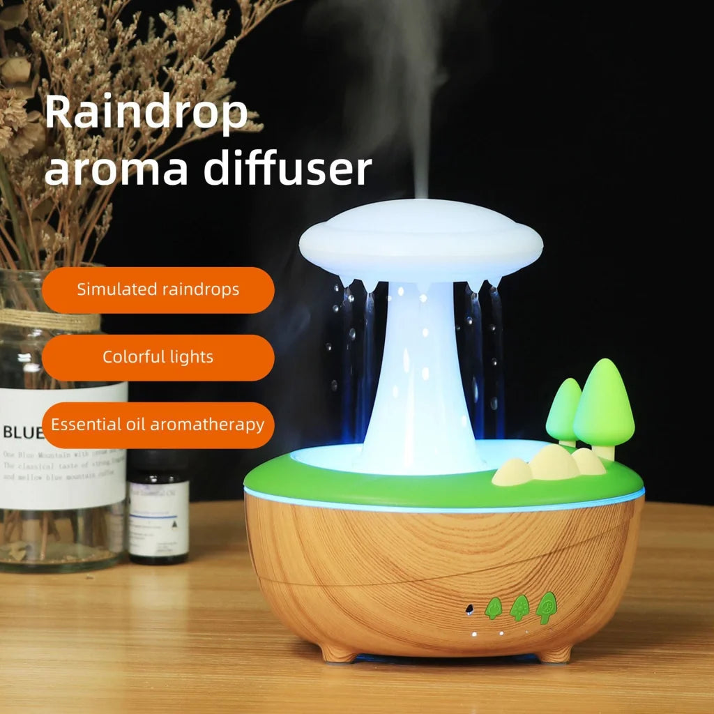 Light Woodgrain Raindrop Mushroom Aroma Diffuser - 280mL