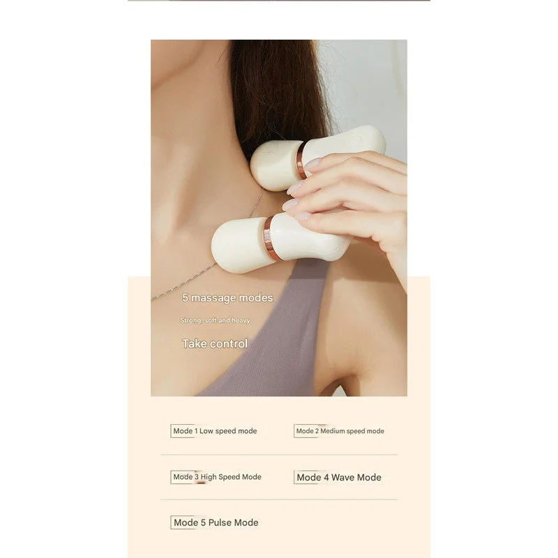 Light yellow Portable Dual Head Mini Massager - 5 Modes