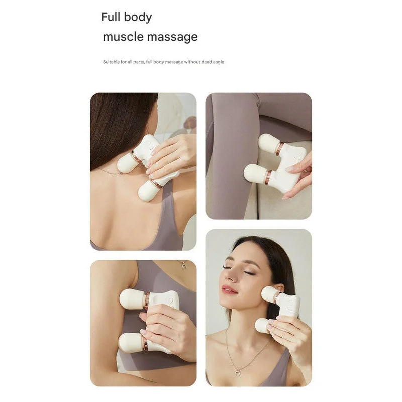 Light yellow Portable Dual Head Mini Massager - 5 Modes