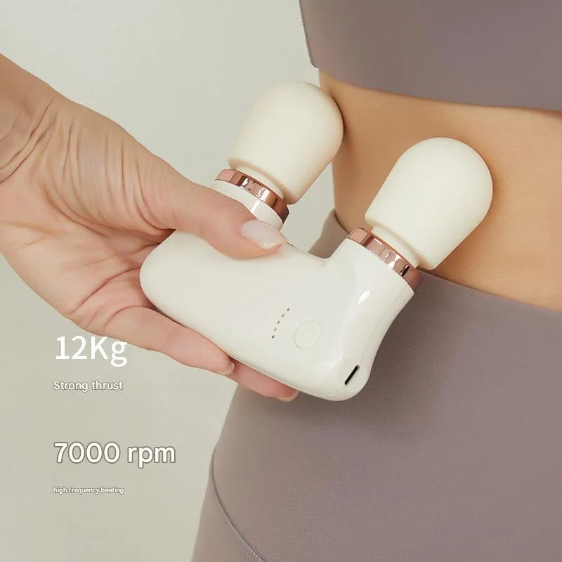 Light yellow Portable Dual Head Mini Massager - 5 Modes
