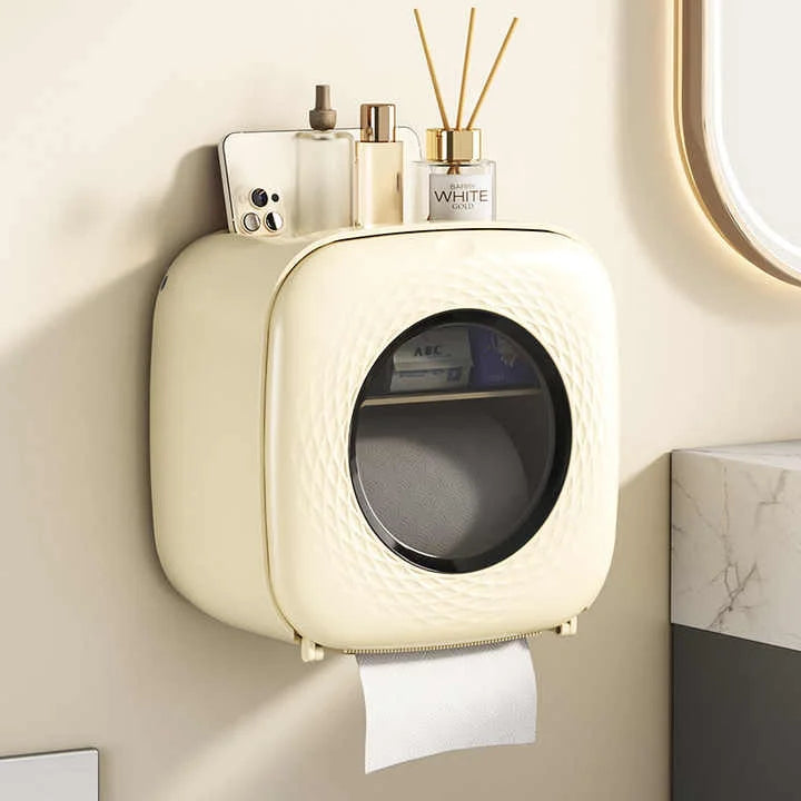 Light Yellow Wall-Mounted Bathroom Tissue Box - Waterproof