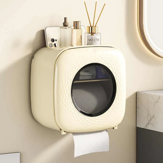 Light Yellow Wall-Mounted Bathroom Tissue Box - Waterproof