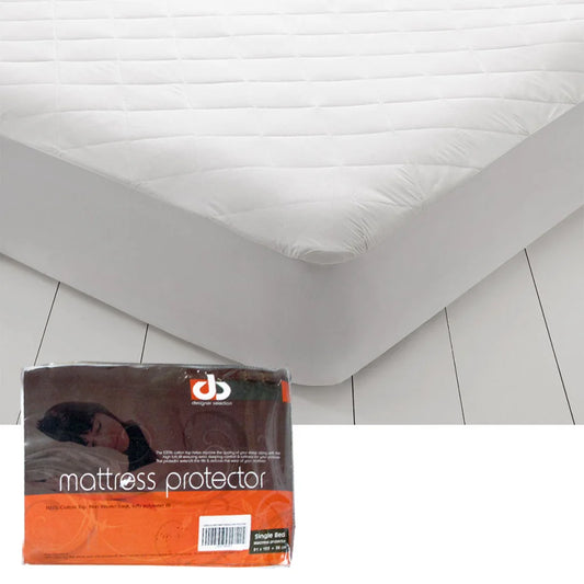 Lightly Quilted Mattress Protector Cotton Top Single - Home
