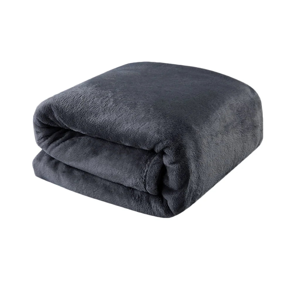 Lightweight Coral Fleece Blanket Queen/King Charcoal