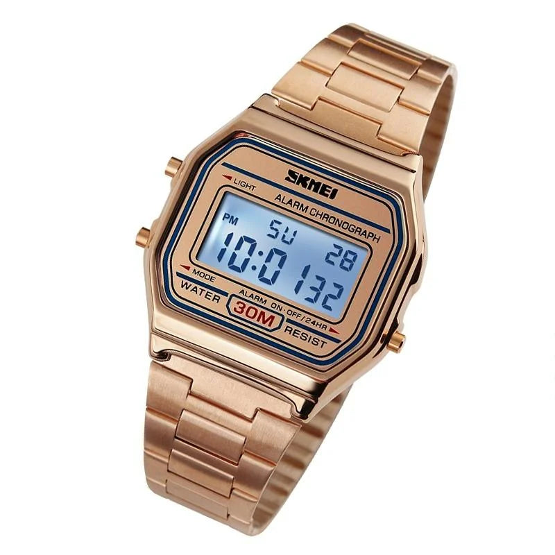 Lightweight Waterproof Men Electronic Watch with Steel Band