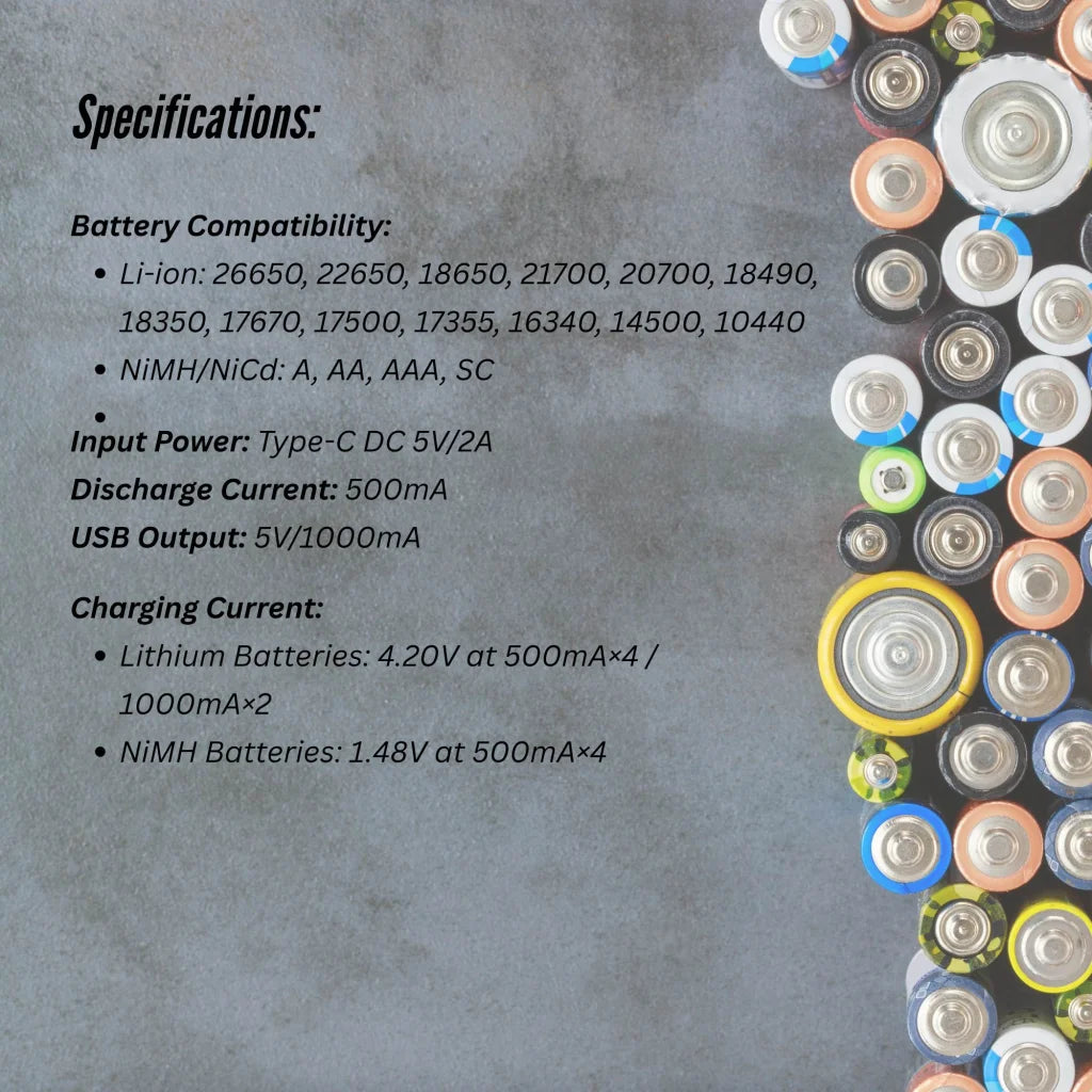LiitoKala Lii-M4 Smart Battery Charger LCD - 4-Slot USB