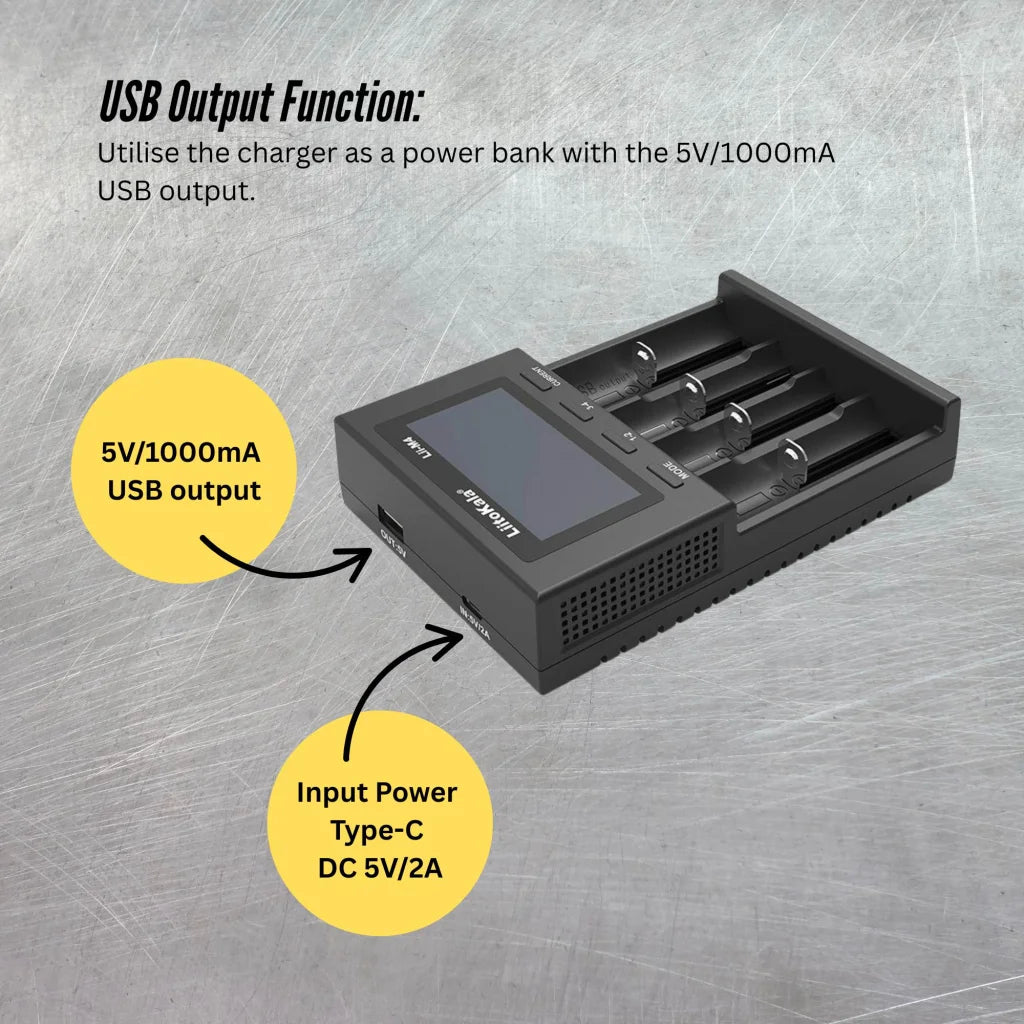 LiitoKala Lii-M4 Smart Battery Charger LCD - 4-Slot USB