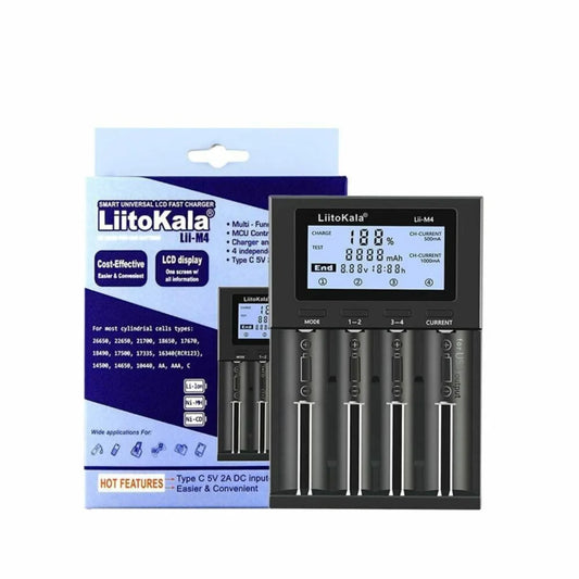 LiitoKala Lii-M4 Smart Battery Charger LCD - 4-Slot USB