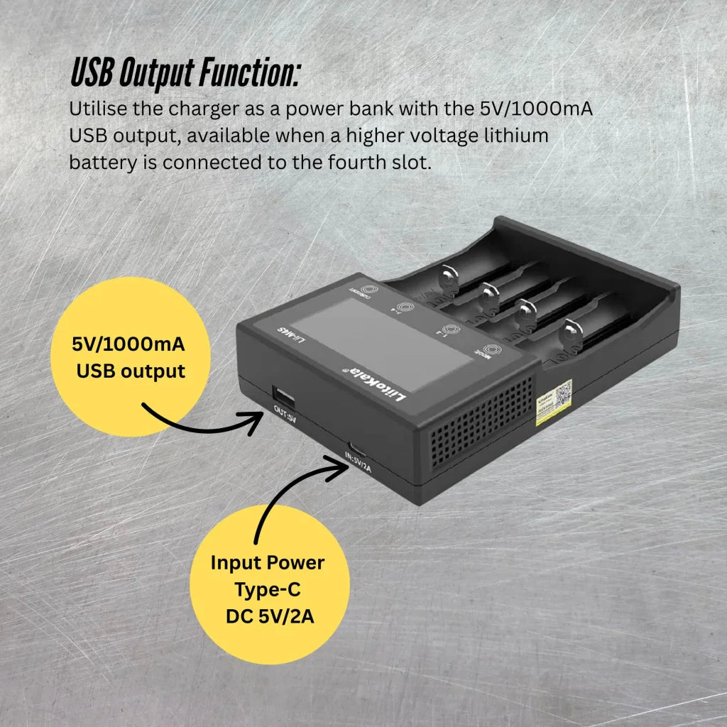 LiitoKala Lii-M4S Battery Charger LCD 4-Slot USB Li-ion